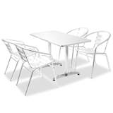 vidaXL Bistro-Set 5-tlg. Rechteckiger Tisch Stapelstühle Aluminium