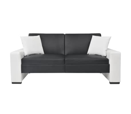 vidaXL Разтегателен диван, подлакътници, PVC, черен, регулируем