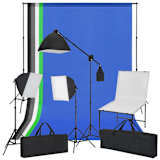 vidaXL fotó stúdió szett, tárgyasztal, softbox fények, háttérfüggönyök
