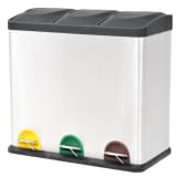 vidaXL Caixote do lixo para reciclagem com pedais 3x18L aço inoxidável
