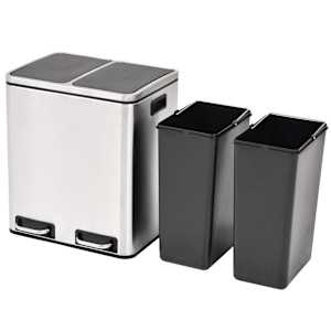 vidaXL atkritumu &scaron;ķiro&scaron;anas tvertne ar pedāli, nerūsējo&scaron;s tērauds, 30L