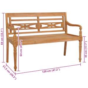 Lavice Batavia 120 cm teak - obrázek 5