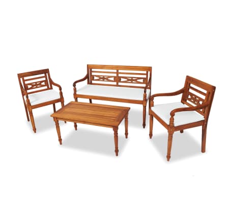 vidaXL Set Mobili da Giardino 4 pz Tavolino Sedie e Panchina da Esterno Nero