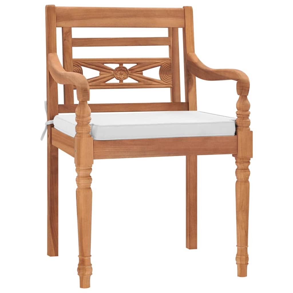 

vidaXL Stoelen Batavia 2 st met kussens massief teakhout