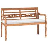 vidaXL Batavia Gartenbank mit Polstern 120 cm Teak