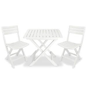 3dílný skládací bistro set plastový bílý - obrázek 1