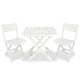 vidaXL Garten Bistro-Set 3-tlg. Kunststoff Weiß