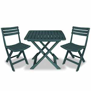 3dílný skládací bistro set plastový zelený - obrázek 1
