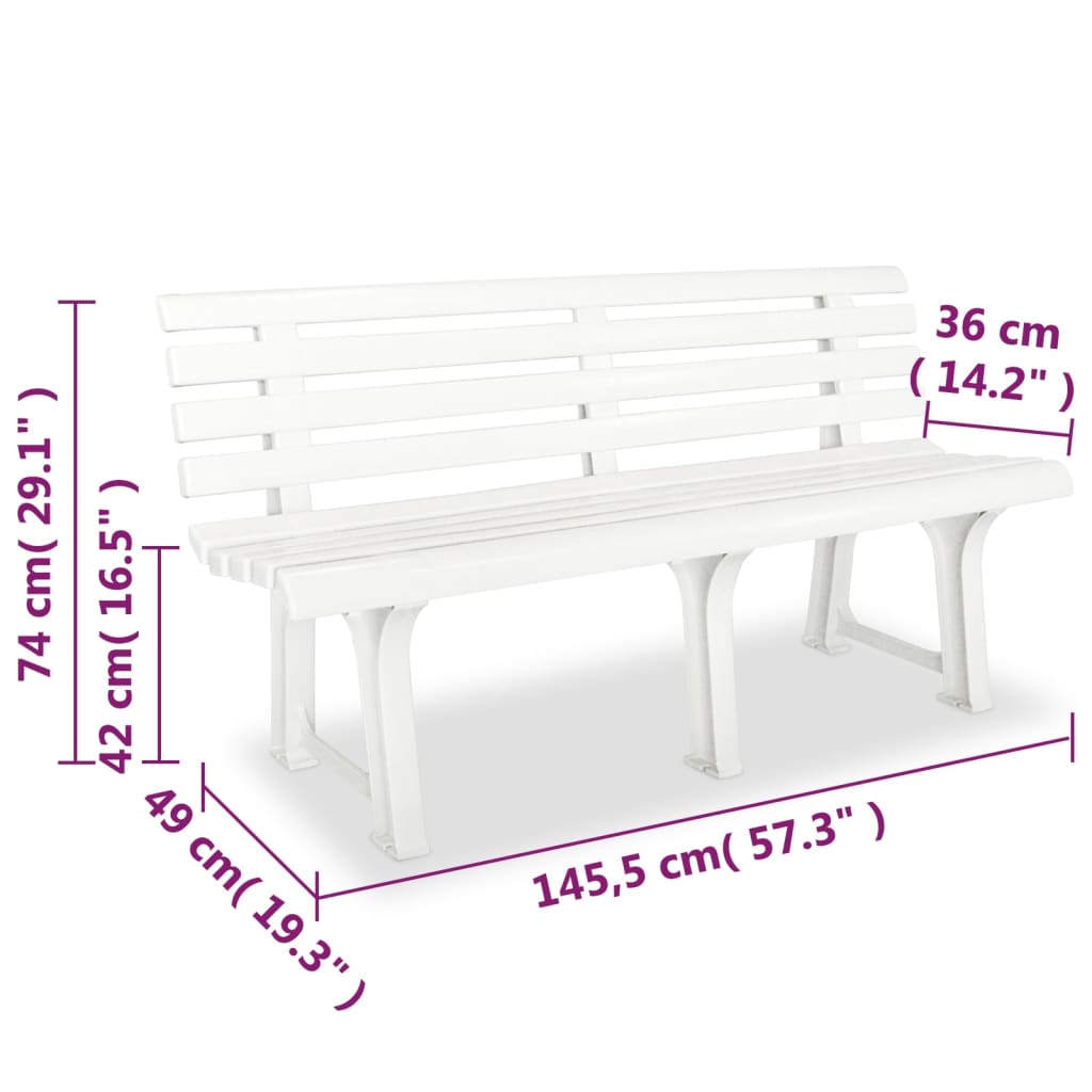 Zahradní lavice 145,5 cm plastová bílá