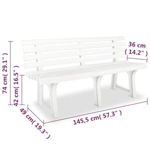 Zahradní lavice 145,5 cm plastová bílá - obrázek 6