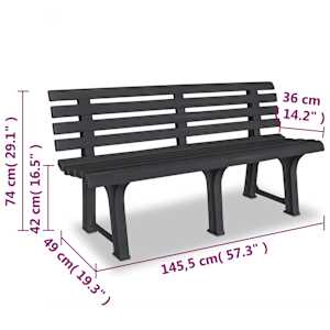 Zahradní lavice 145,5 cm plastová antracitová - obrázek 6