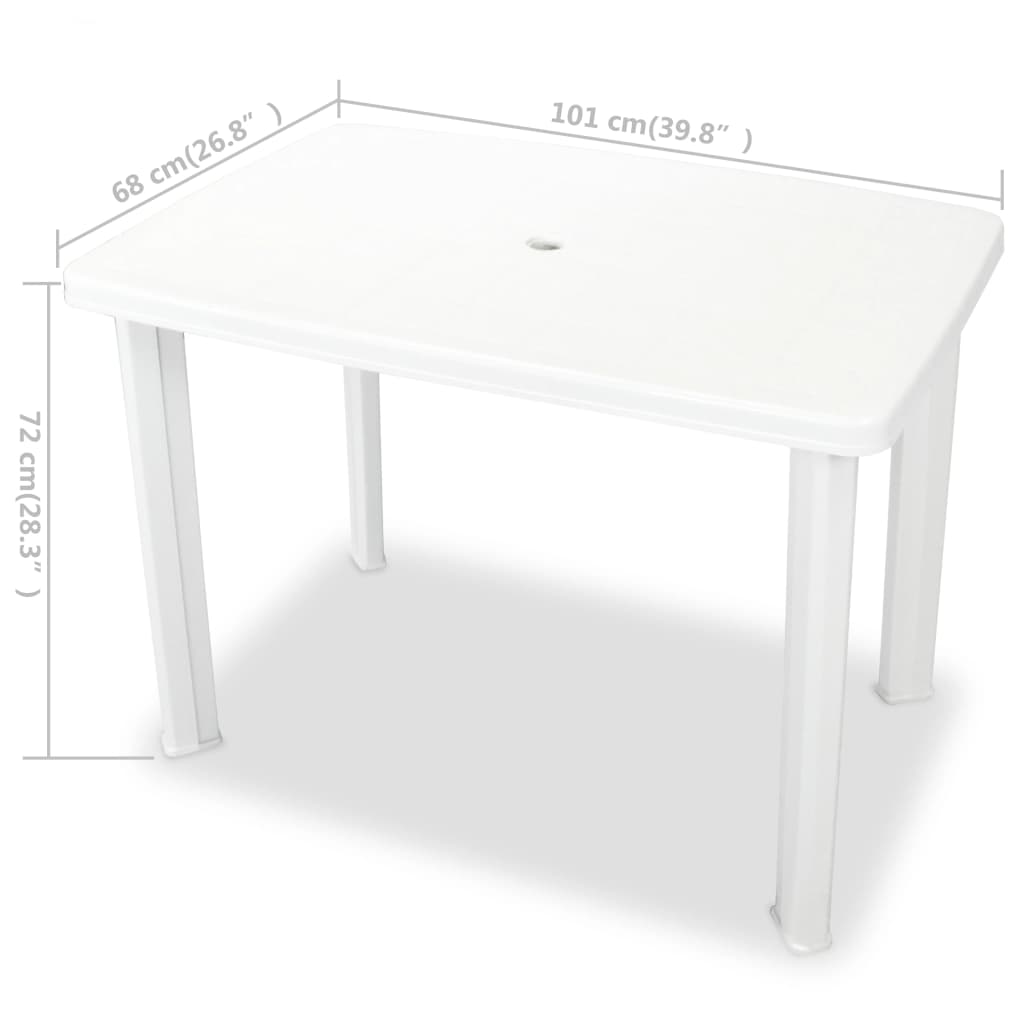Fehér műanyag kerti asztal 101 x 68 x 72 cm 