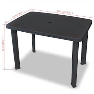 Zahradní stůl antracitový 101 x 68 x 72 cm plast - obrázek 6