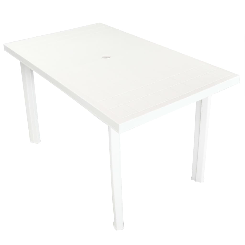 vidaXL Masă de grădină, alb, 126 x 76 x 72 cm, plastic 126 imagine noua