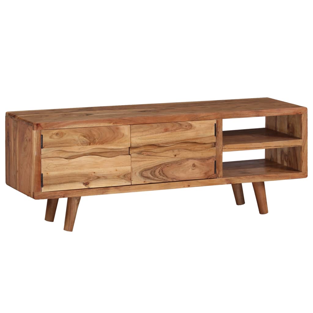 Tv-meubel met bewerkte deuren 117x30x40 cm massief acaciahout image 8