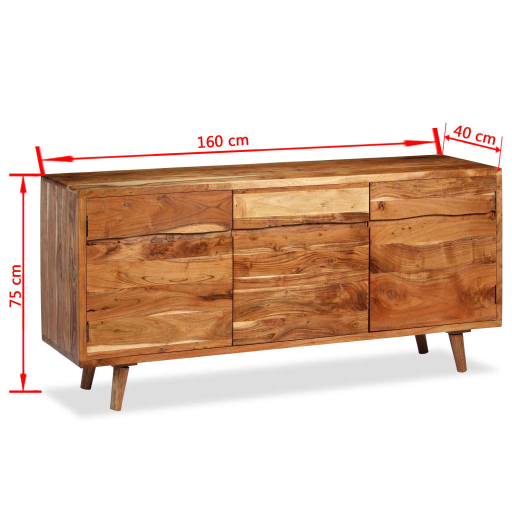 Buffet Bois Massif Avec Portes Sculptées 160 X 40 X 75 Cm VidaXL 19 width=274