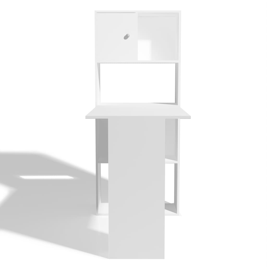 vidaXL Skrivebord med bokhylle 114x60x145 cm Hvit
