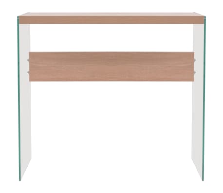 vidaXL Table console Verre MDF Couleur chêne