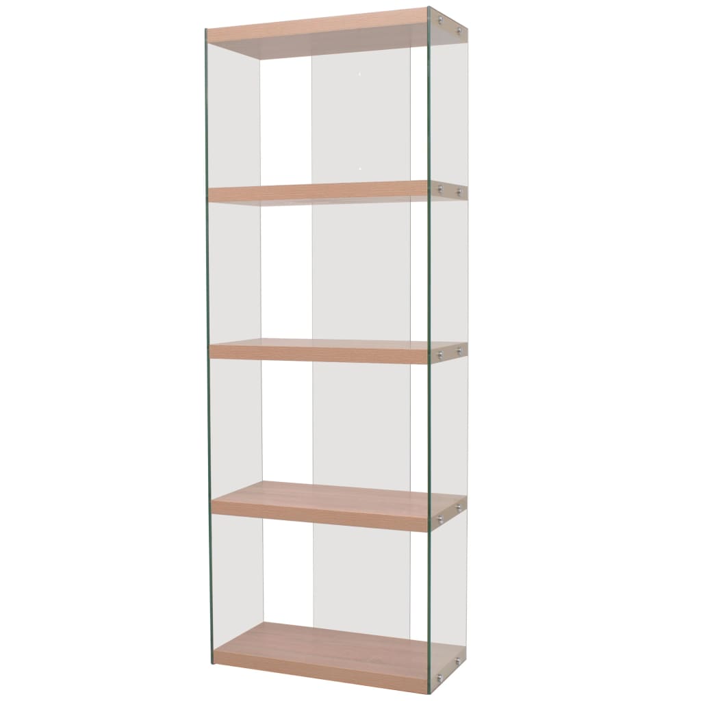 vidaXL Βιβλιοθήκη με 4 Ράφια Δρύινο Χρώμα από MDF / Γυαλί