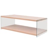 vidaXL Soffbord med hylla glas MDF ekfärgad