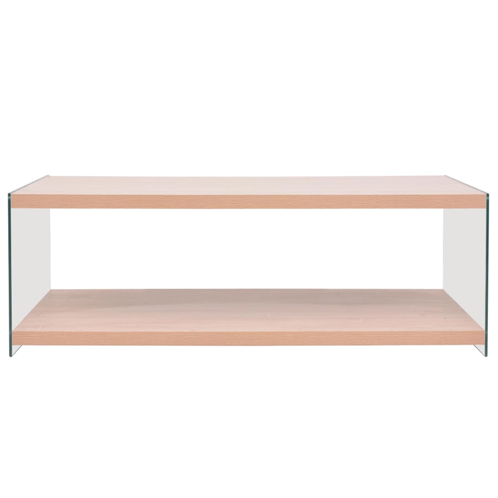 

vidaXL Salontafel met schap glas MDF eiken kleur