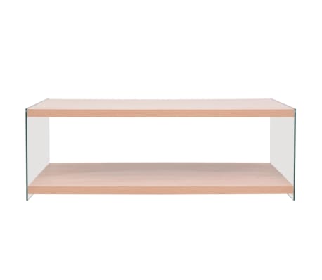 vidaXL Salontafel met schap glas MDF eiken kleur