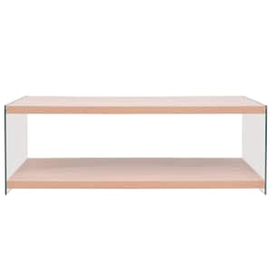 vidaXL Kavos staliukas su lentyna, stiklas, MDF, ąžuolo medienos sp.
