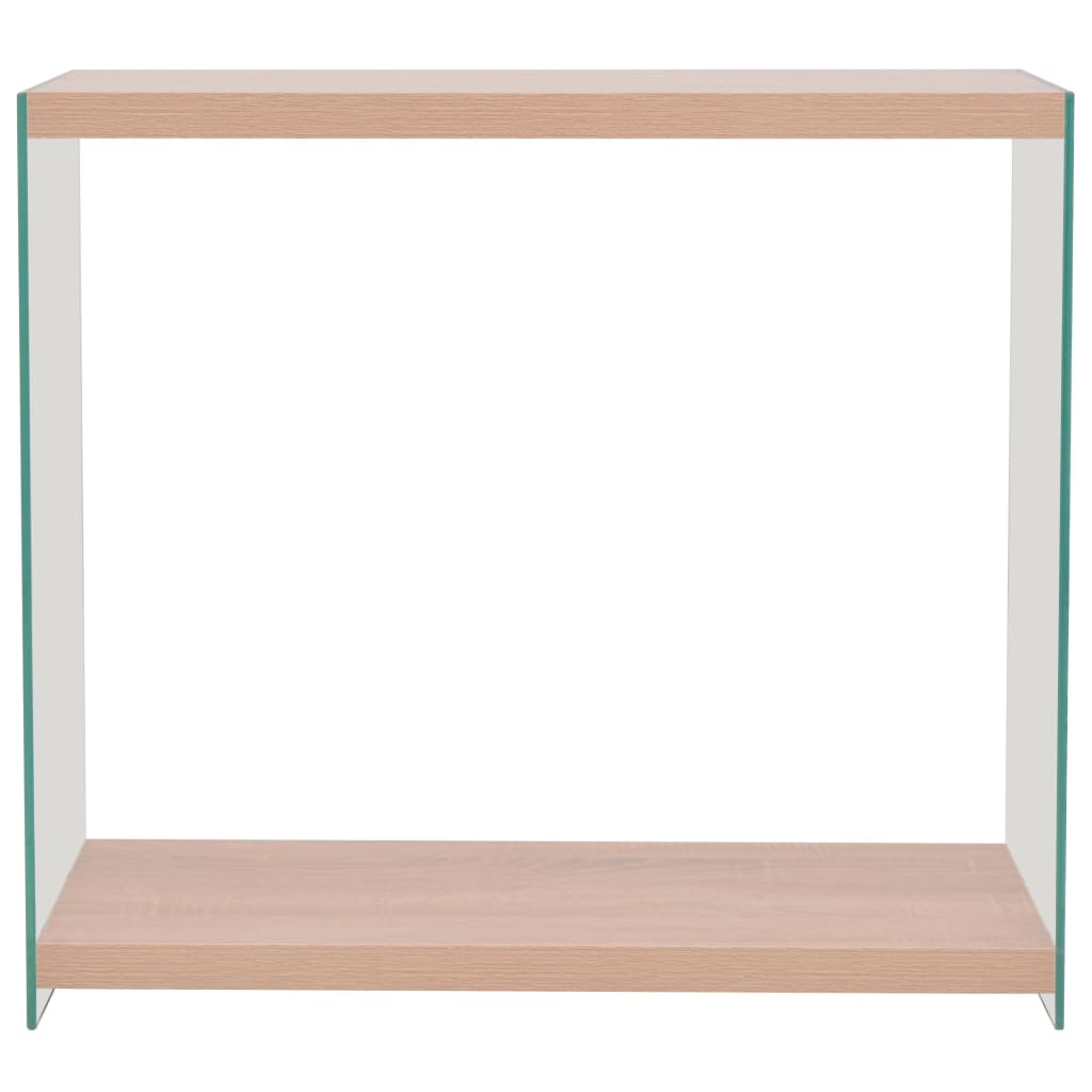 vidaXL Console Table with Shelf Glass MDF Oak Colour