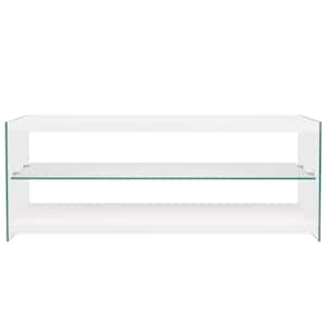 vidaXL TV staliukas, stiklas, MDF, labai blizgus, baltas