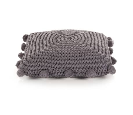 vidaXL Pernă de podea tricotată, gri, 50 x 50 cm, bumbac, pătrat