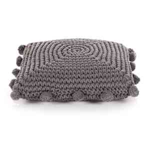 vidaXL Grindų pagalvėlė, pilka, 50x50cm, medvilnė, kvadratinė, megzta