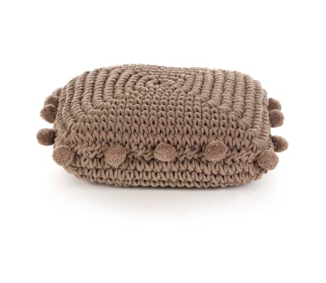 vidaXL Floor Cushion Square Knitted Cotton 50x50 cm Brown