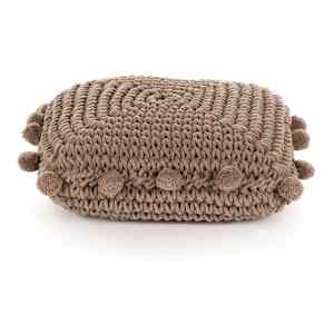 vidaXL Grindų pagalvėlė, ruda, 50x50cm, medvilnė, kvadratinė, megzta