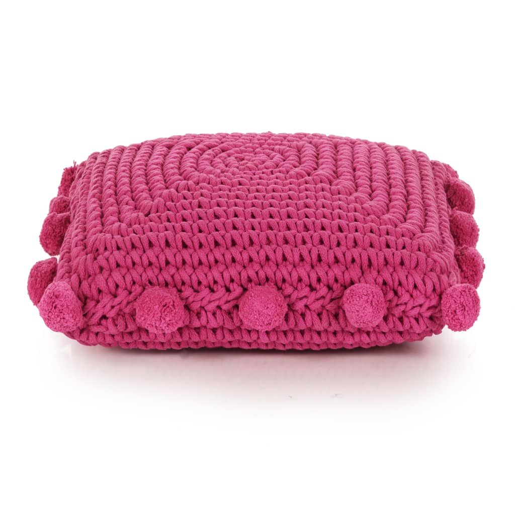 vidaXL Floor Cushion Square Knitted Cotton 50x50 cm Pink