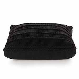 vidaXL Grindų pagalvėlė, juoda, 60x60cm, medvilnė, kvadratinė, megzta