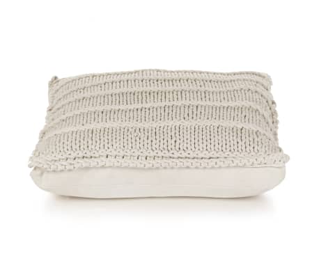 vidaXL Grindų pagalvėlė, balta, 60x60cm, medvilnė, kvadratinė, megzta