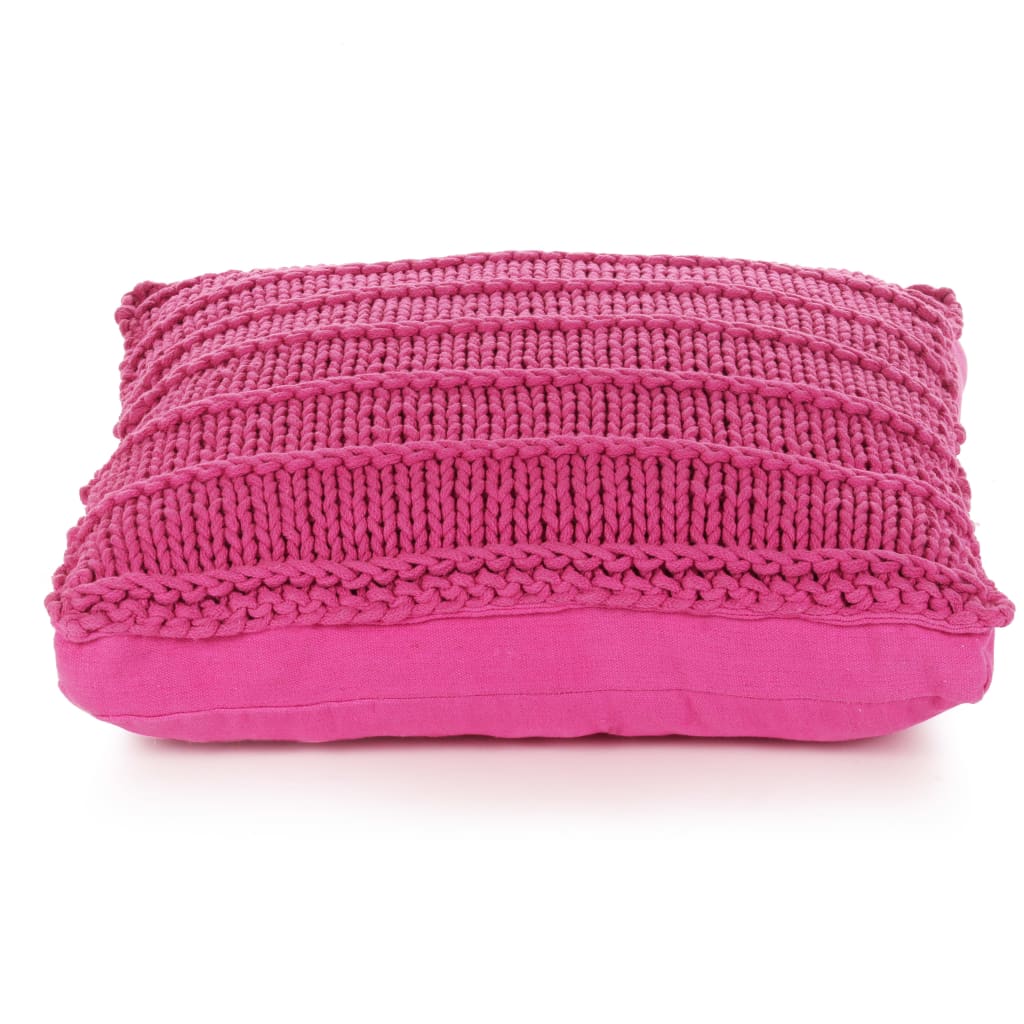 vidaXL Pernă de podea tricotată, roz, 60 x 60 cm, bumbac, pătrat