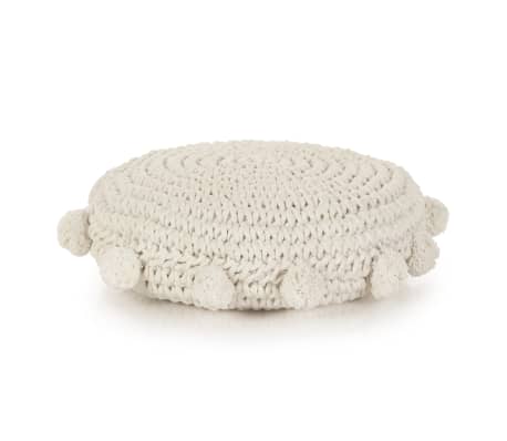 vidaXL Coussin de plancher rond Coton tricoté 45 cm Blanc