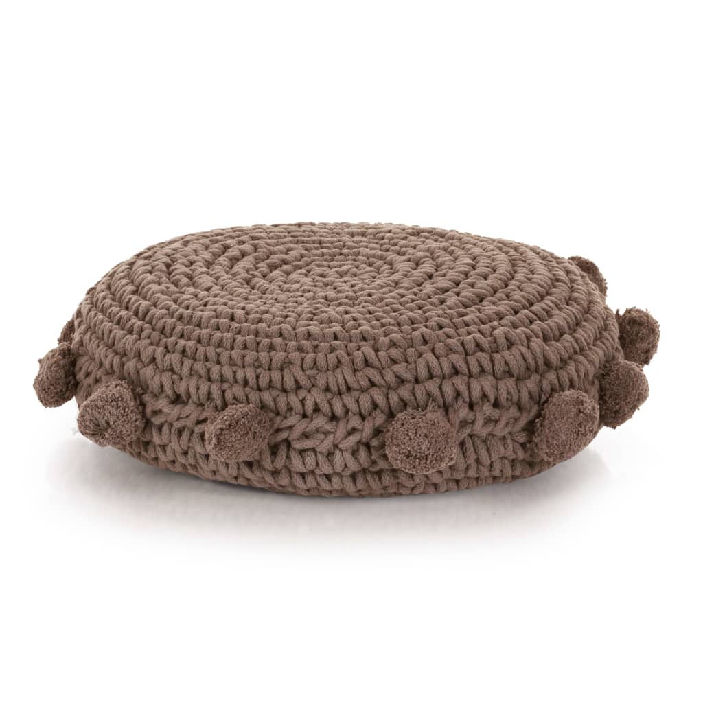 vidaXL Coussin de plancher rond Coton tricoté 45 cm Marron