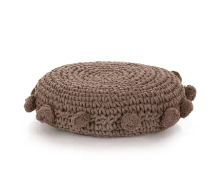 vidaXL Grindų pagalvėlė, apvali, megzta, medvilnė, 45cm, ruda