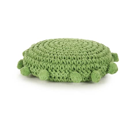 vidaXL Pletený kulatý polštář na podlahu bavlněný 45 cm zelený