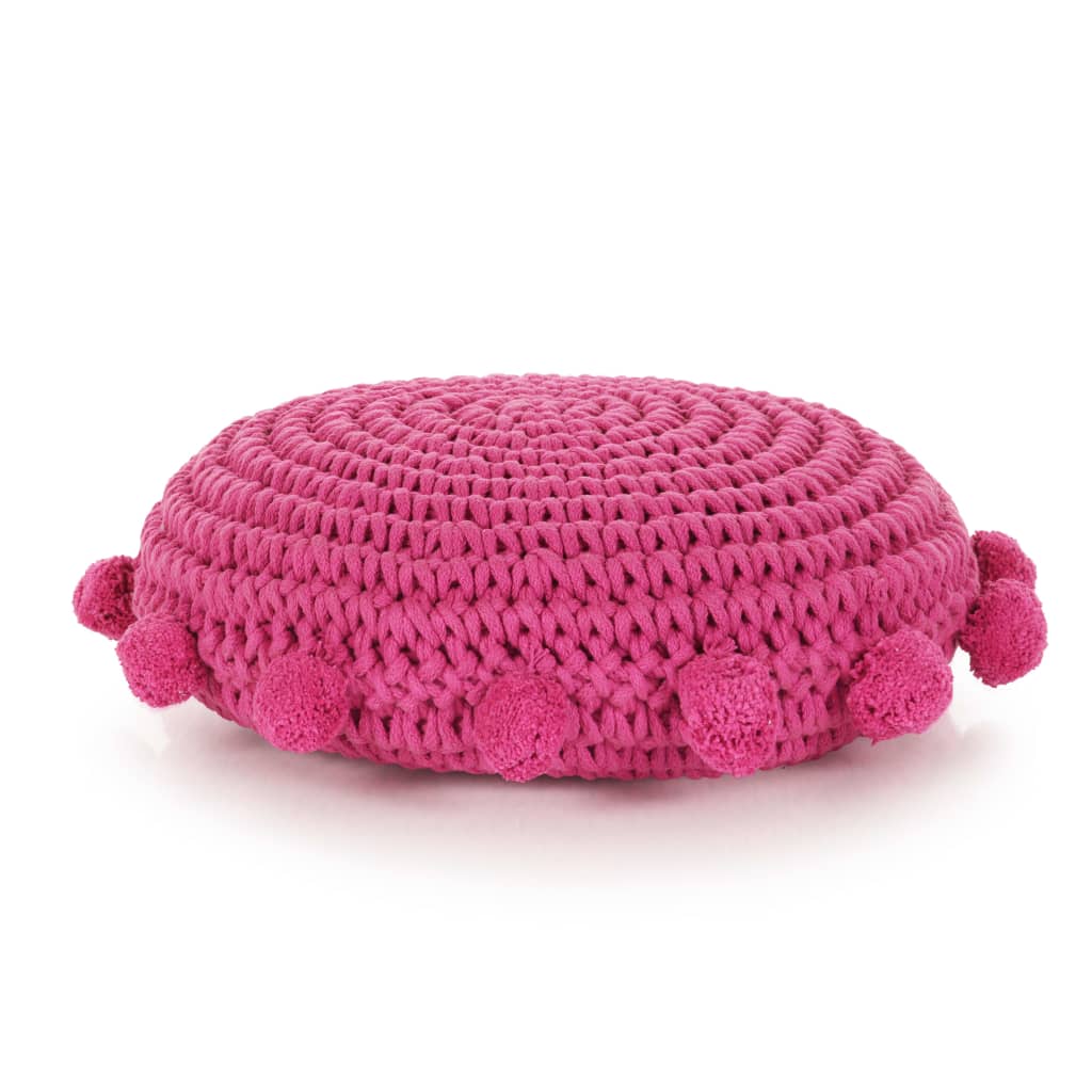 vidaXL Podlahový vankúš, okrúhly, pletená bavlna, 45 cm, ružový