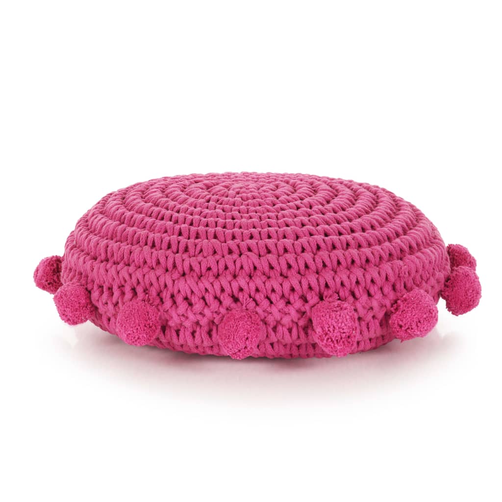 vidaXL Vloerkussen gebreid rond 45 cm katoen roze