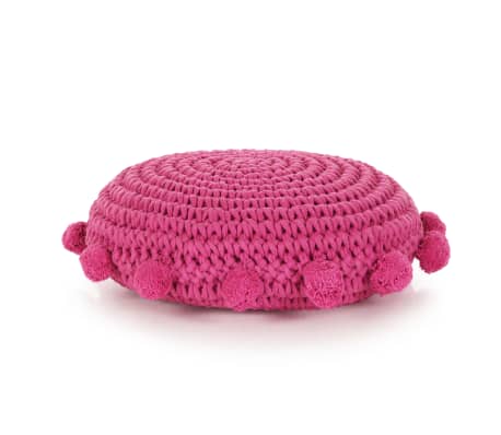 vidaXL Floor Cushion Round Knitted Cotton 45 cm Pink