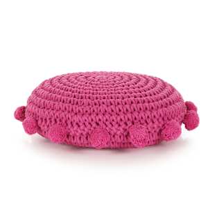 vidaXL Grindų pagalvėlė, apvali, megzta, medvilnė, 45cm, rožinė