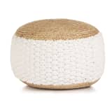 vidaXL Pouf tissé/tricoté Jute Coton 50 x 35 cm Blanc