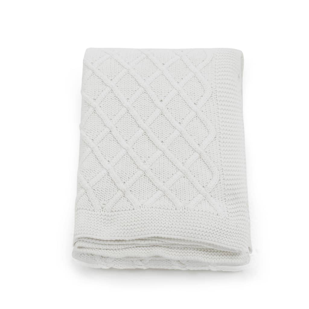 vidaXL Couverture tricotée Coton 130x171 cm Design tartan Blanc cassé