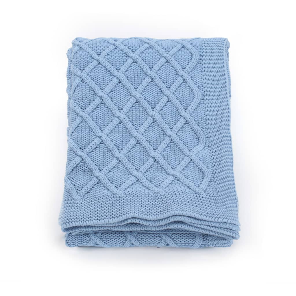vidaXL Pletená bavlněná deka 130 x 171 cm modrá se vzorem