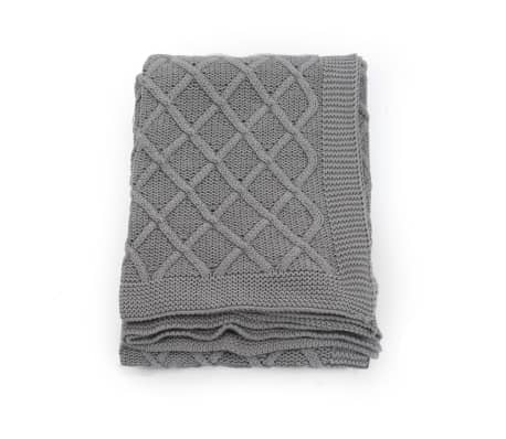 vidaXL Couverture tricotée Coton 130 x 171 cm Design tartan Gris