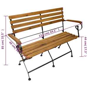 Skládací zahradní lavice 112 cm masivní akácie - obrázek 6
